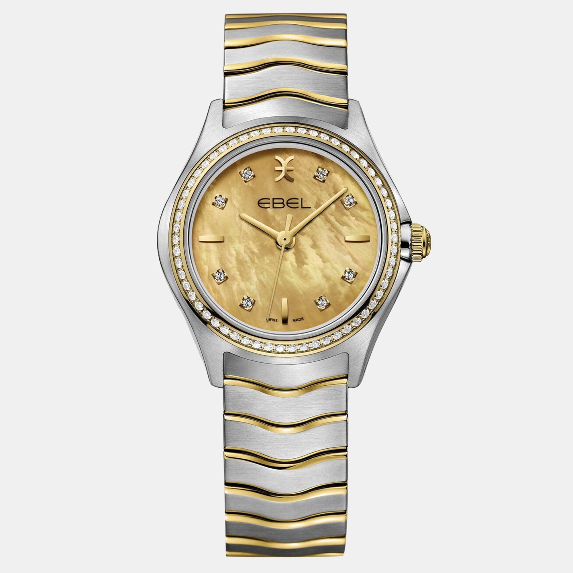 Ebel MOP 18K Yellow Gold Stainless Steel Wave 1216571 Quartz Women's Wristwatch 30 mm, Watches - Luxury Closet catalog