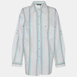 Elena Miro White Striped Cotton Button Front Shirt XL, Shirts & Tops - Luxury Closet catalog