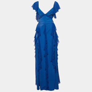 Elie Saab Blue Lace Trim Georgette Ruffled Gown S, Dresses - Luxury Closet catalog