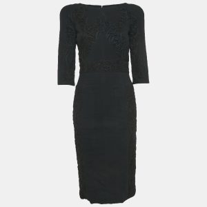 Elie Saab Black Embroidered Silk Blend Sheath Dress S, Dresses - Luxury Closet catalog