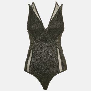Elie Saab Black Lurex Jersey and Tulle Trim Bodysuit S, Shirts & Tops - Luxury Closet catalog