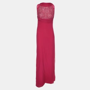 Elie Saab Pink Crepe Pleated Halter Neck Maxi Dress S, Dresses - Luxury Closet catalog