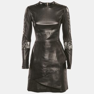Elie Saab Black Lace Trim Leather Mini Dress XS, Dresses - Luxury Closet catalog