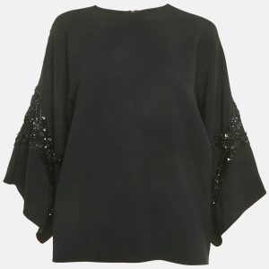 Elie Saab Black Sequin Embroidered Detail Crepe Tunic Blouse S, Shirts & Tops - Luxury Closet catalog