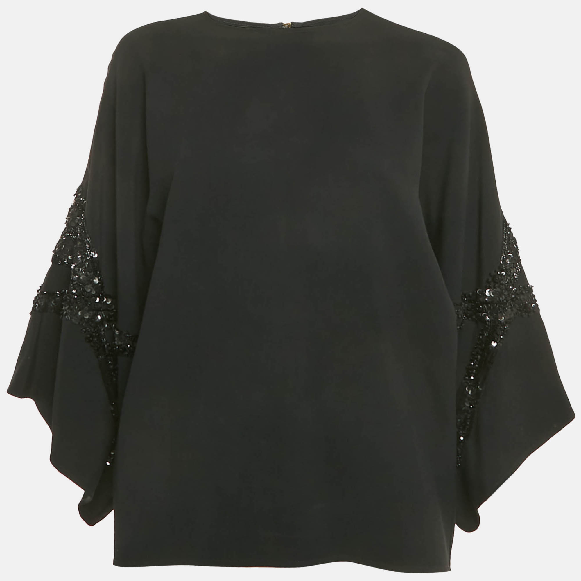 Elie Saab Black Sequin Embroidered Detail Crepe Tunic Blouse S, Shirts & Tops - Luxury Closet catalog