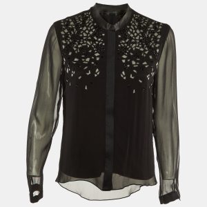 Elie Tahari Black Silk Embellished Button Front Blouse S, Shirts & Tops - Luxury Closet catalog