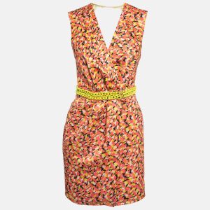 Elisabetta Franchi Multicolor Crepe Detailed Waist Wrap Mini Dress M, Dresses - Luxury Closet catalog