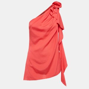 Elisabetta Franchi Red Crepe One Shoulder Top L, Shirts & Tops - Luxury Closet catalog
