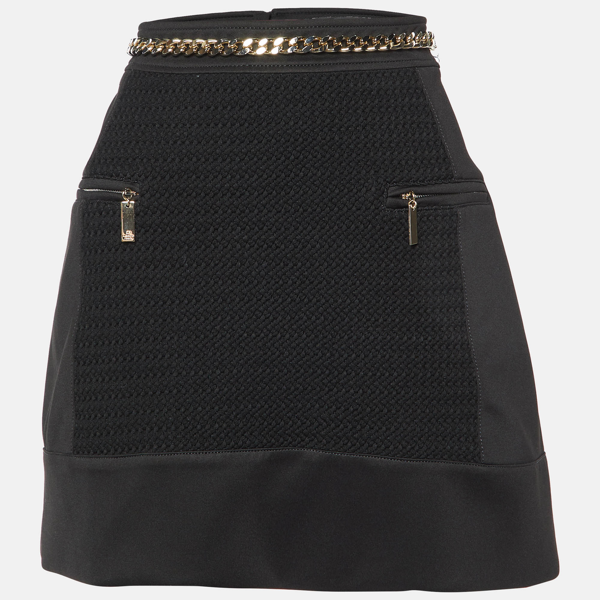 Elisabetta Franchi Black Jersey Waist Chain Detail Mini Skirt L, Skirts - Luxury Closet catalog
