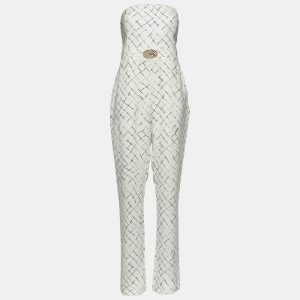 Elisabetta Franchi White Printed Crepe Strapless Jumpsuit XL, Suits - Luxury Closet catalog