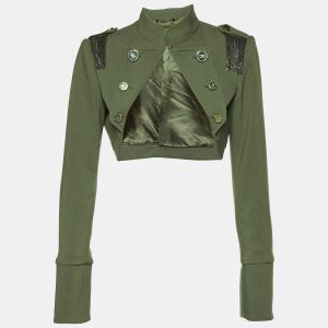 Elisabetta Franchi Celyn B. Olive Green Cady Bolero Jacket XL, Coats & Jackets - Luxury Closet catalog