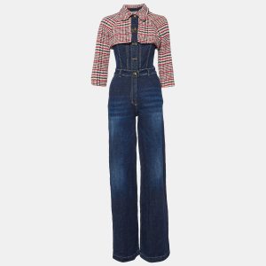 Elisabetta Franchi Blue Denim Tweed Trim Jumpsuit L, Suits - Luxury Closet catalog