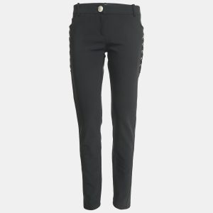Elisabetta Franchi Black Crepe Lace-Up Skinny Pants L, Clothing - Luxury Closet catalog