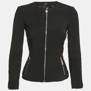 Elisabetta Franchi Black Crepe Zip-Up Jacket S, Coats & Jackets - Luxury Closet catalog