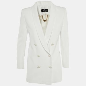 Elisabetta Franchi White Crepe Star Button Detail Double Breasted Blazer M, Coats & Jackets - Luxury Closet catalog
