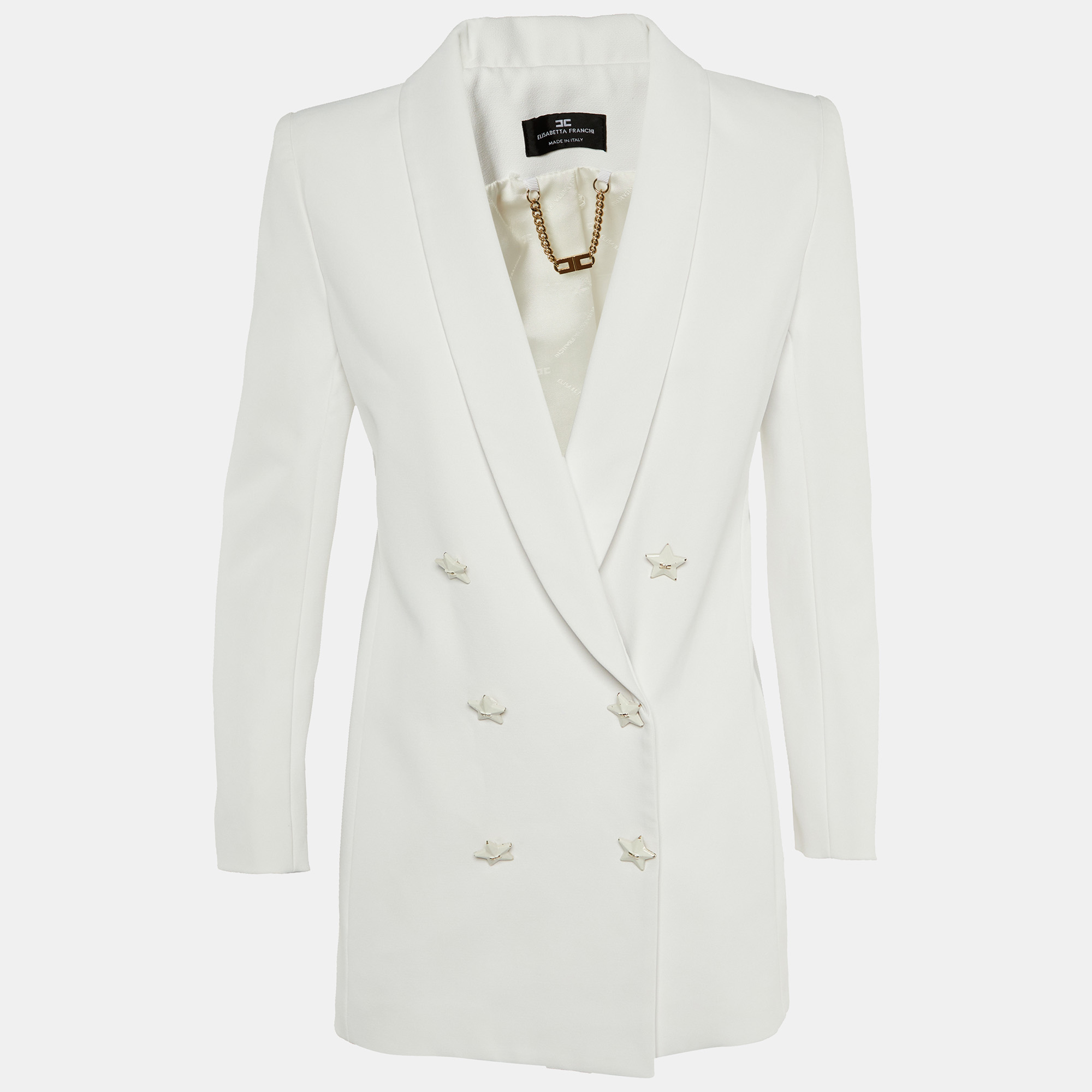 Elisabetta Franchi White Crepe Star Button Detail Double Breasted Blazer M, Coats & Jackets - Luxury Closet catalog