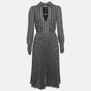 Elisabetta Franchi Navy Blue Printed Crepe Plisse Midi Dress M, Dresses - Luxury Closet catalog