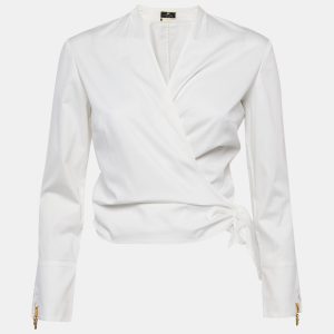 Elisabetta Franchi White Synthetic Wrap Shirt Blouse M, Shirts & Tops - Luxury Closet catalog