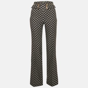 Elisabetta Franchi Black Logo All Over Jersey High Rise Flared Pants S, Jeans - Luxury Closet catalog