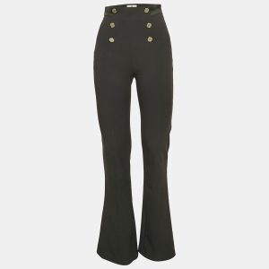 Elisabetta Franchi Black Satin Trim Stretch Crepe Bell Bottom Pants S, Clothing - Luxury Closet catalog