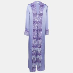 Elisabetta Franchi Purple Embellished Satin Kaftan Dress S, Dresses - Luxury Closet catalog