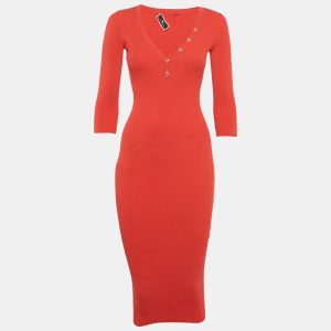 Elisabetta Franchi Red Rib Knit Bodycon Dress S, Dresses - Luxury Closet catalog