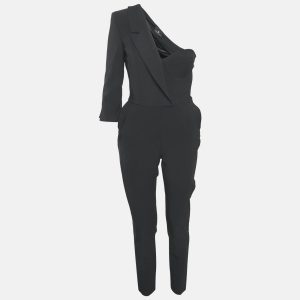Elisabetta Franchi Black Crepe Corset Inset One Shoulder Jumpsuit M, Suits - Luxury Closet catalog