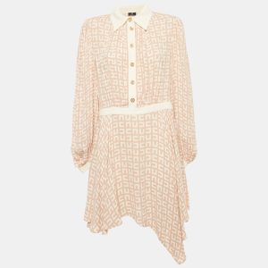 Elisabetta Franchi Beige Monogram Print Crepe Mini Dress L, Dresses - Luxury Closet catalog