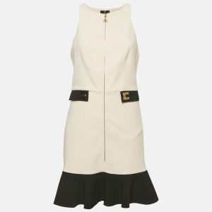 Elisabetta Franchi Cream Crepe Flounced Hem Mini Dress L, Dresses - Luxury Closet catalog