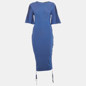 Elisabetta Franchi Blue Jersey Lace Up Detail Bodycon Dress M, Dresses - Luxury Closet catalog