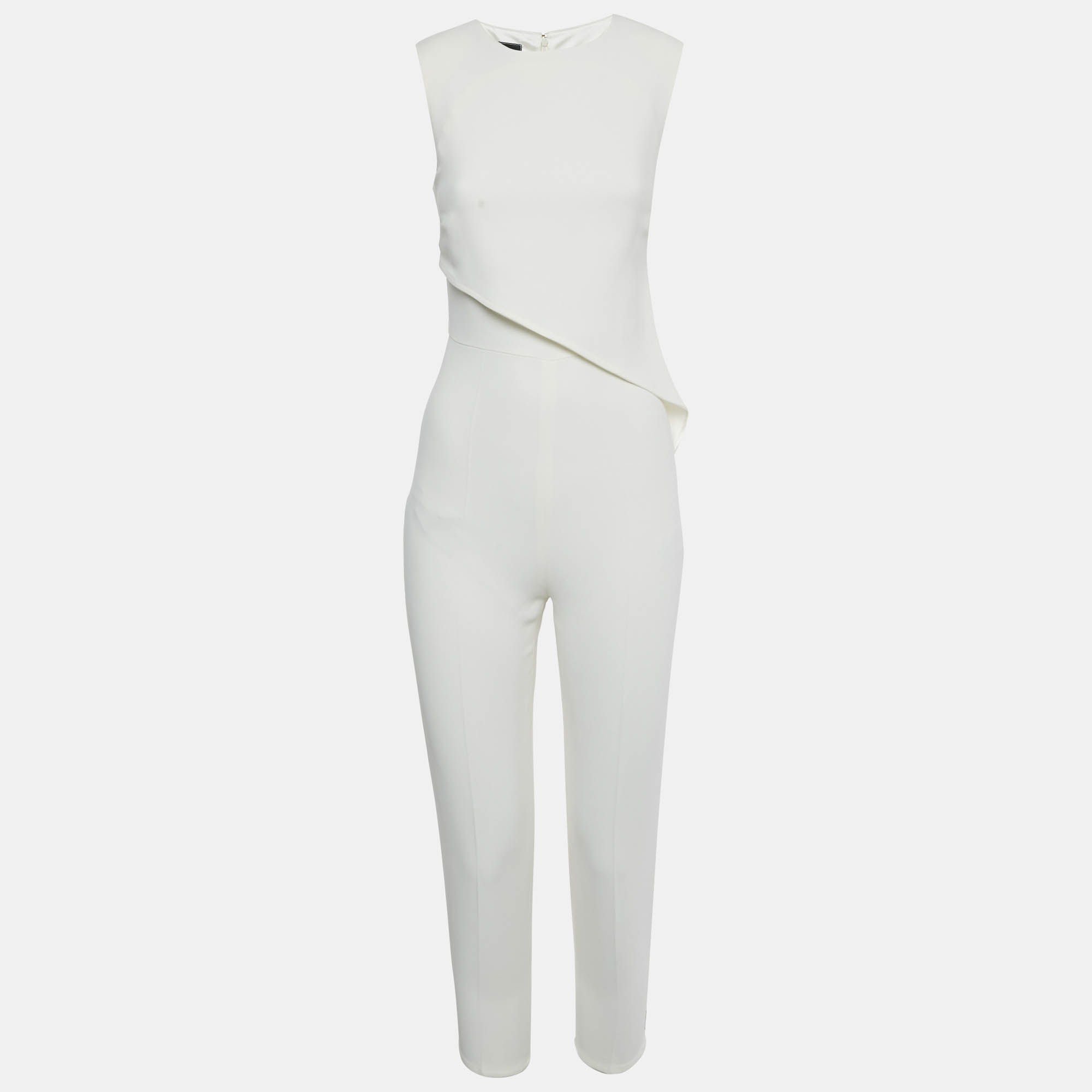 Elisabetta Franchi Off White Crepe Asymmetric Belted Jumpsuit S, Suits - Luxury Closet catalog