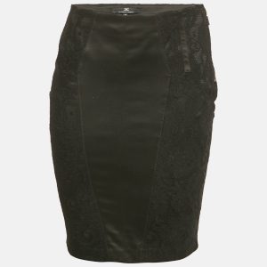 Elisabetta Franchi Black Satin Panel Lace Pencil Skirt M, Skirts - Luxury Closet catalog