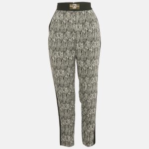 Elisabetta Franchi Black/White Printed Crepe Formal Trousers M, Clothing - Luxury Closet catalog