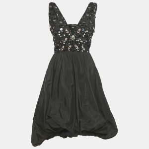 Elisabetta Franchi Celyn b. Black Embellished Taffeta Mini Dress M, Dresses - Luxury Closet catalog