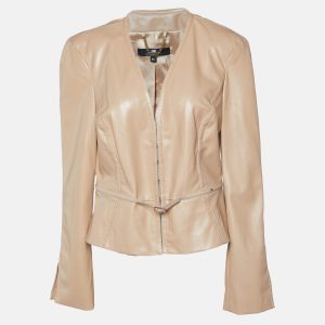 Elisabetta Franchi Beige Faux Leather Belt Detail Jacket L, Coats & Jackets - Luxury Closet catalog