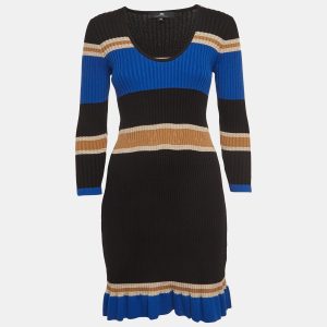 Elisabetta Franchi Multicolor Striped Rib Knit Long Sleeve Midi Dress M, Dresses - Luxury Closet catalog