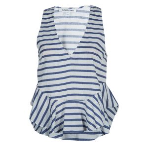 Elizabeth and James White and Blue Striped Peplum Top S, Shirts & Tops - Luxury Closet catalog