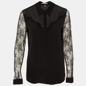 Emilio Pucci Black Silk Lace Trim Button Front Shirt M, Shirts & Tops - Luxury Closet catalog