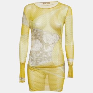Emilio Pucci Yellow Printed Mesh Knit Long Sleeve Top S, Shirts & Tops - Luxury Closet catalog
