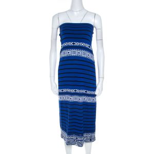 Emilio Pucci Blue Knit Aztec Pattern Strapless Dress S, Dresses - Luxury Closet catalog