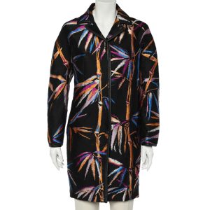 Emilio Pucci Black Leaf Jacquard Button Front Oversized Coat S, Coats & Jackets - Luxury Closet catalog