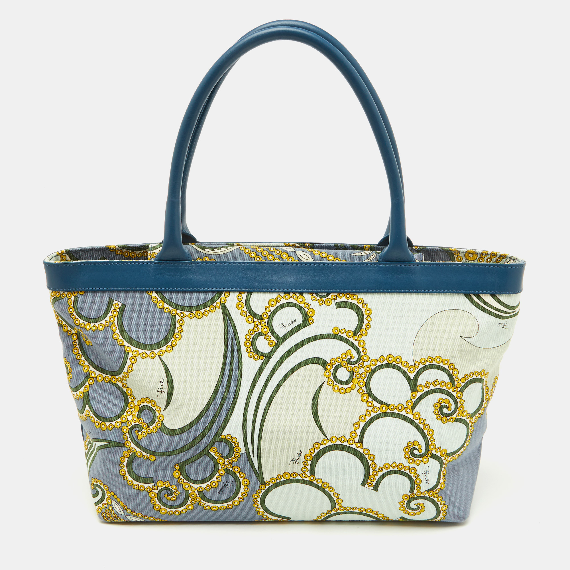 Emilio Pucci Multicolor Canvas and Leather Shopper Tote, Tote Handbags - Luxury Closet catalog