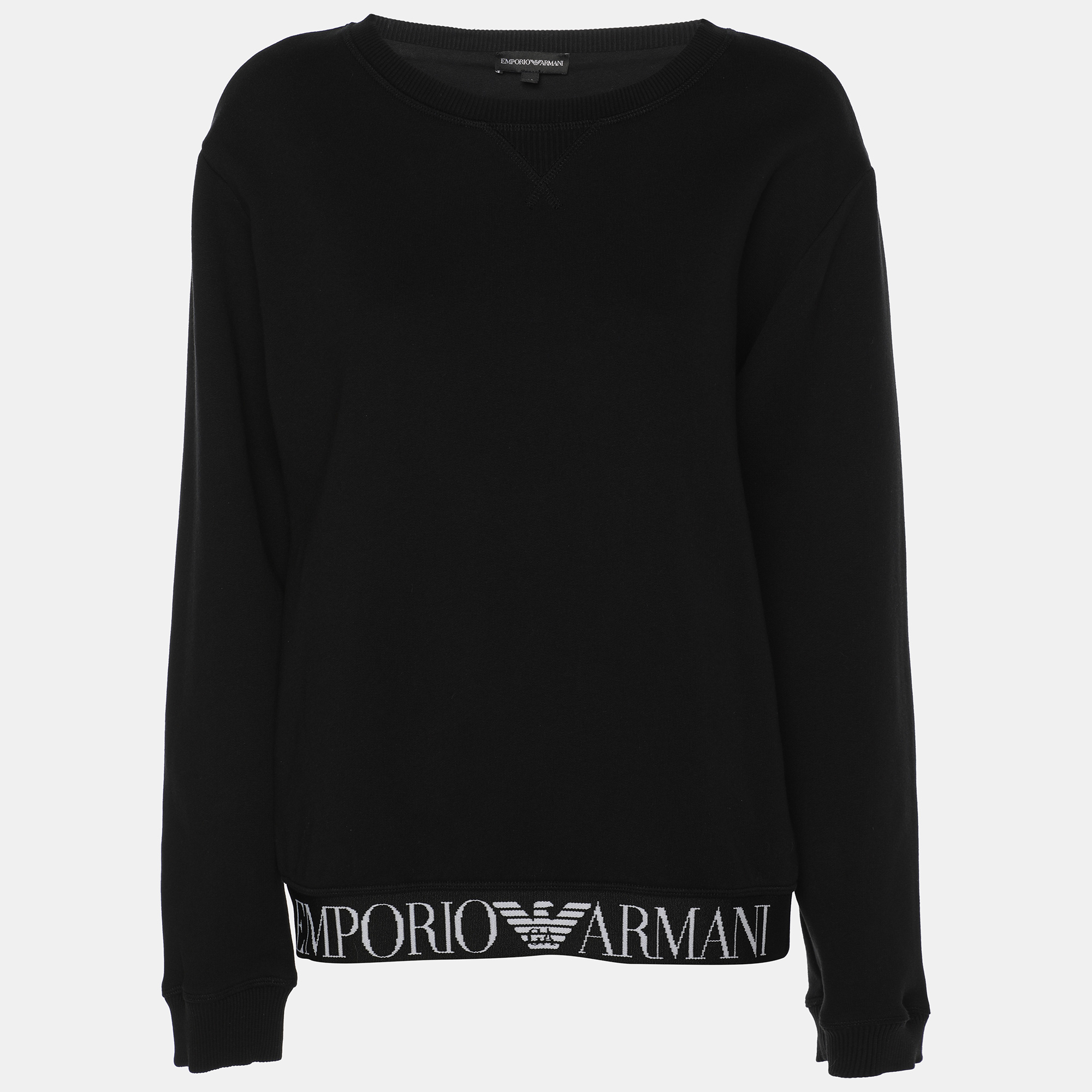 Emporio Armani Black Fabric Tape Logo Sweatshirt M, Sweaters & Cardigans - Luxury Closet catalog