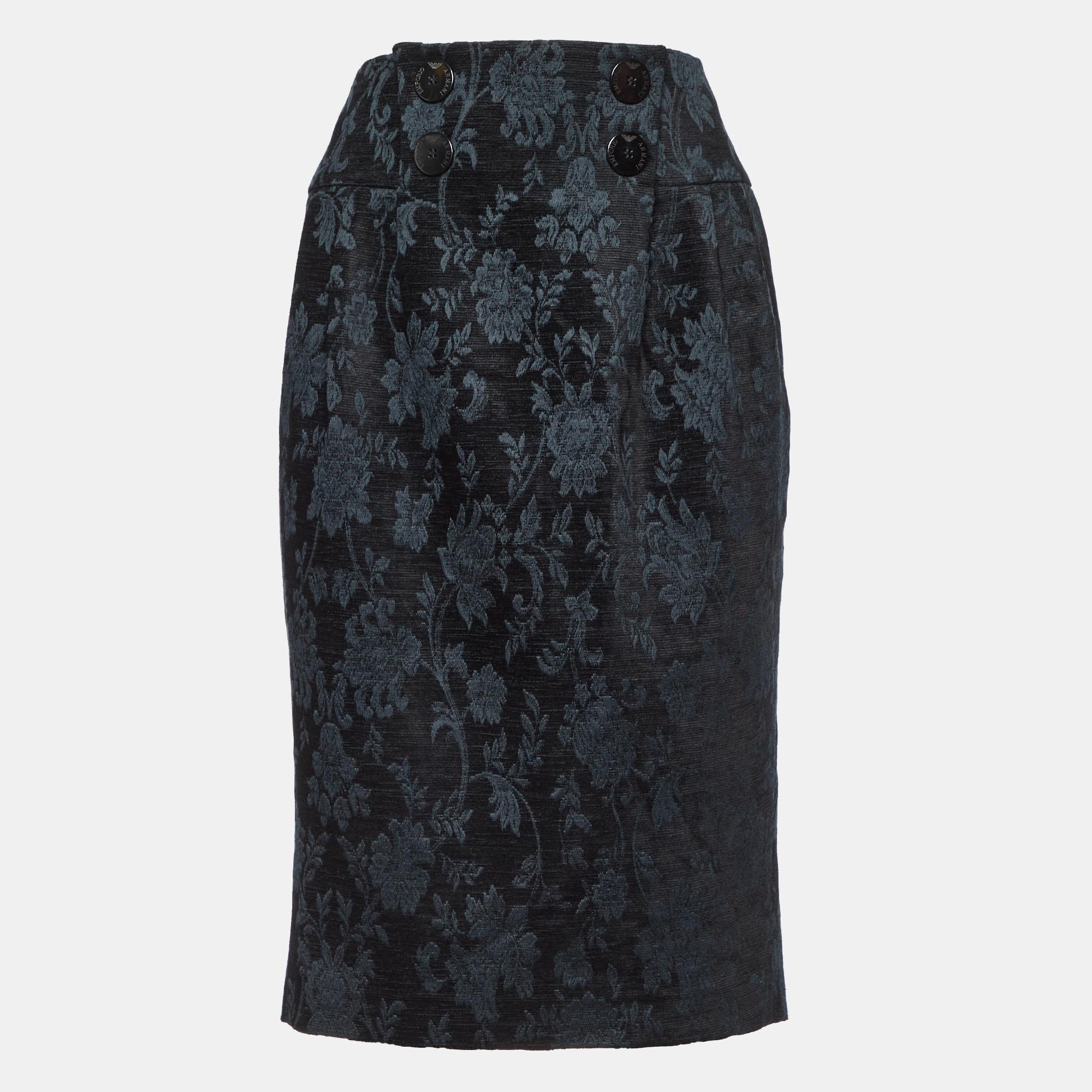 Emporio Armani Black Floral Jacquard Midi Skirt M, Skirts - Luxury Closet catalog