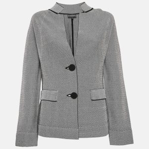 Armani Black/White Knit Button Front Jacket M, Coats & Jackets - Luxury Closet catalog