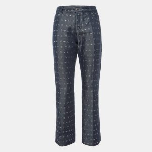 Emporio Armani Navy Blue Logo Lurex Detail Cotton J45 Regular Fit Jeans M/Waist 34", Jeans - Luxury Closet catalog