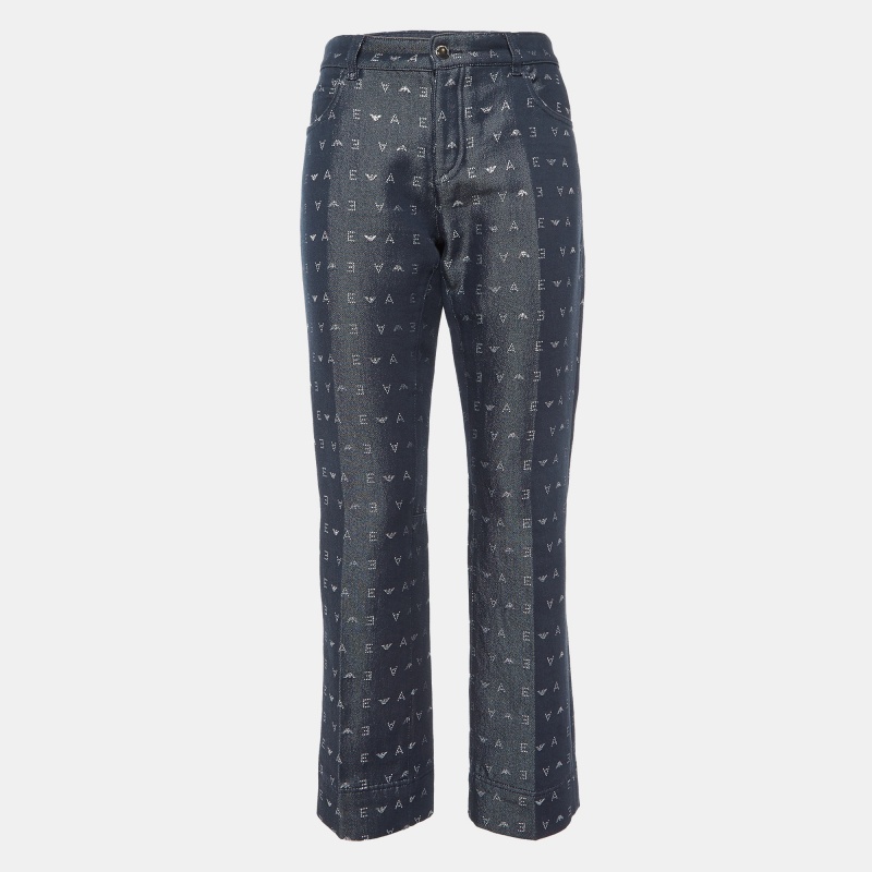Emporio Armani Navy Blue Logo Lurex Detail Cotton J45 Regular Fit Jeans M/Waist 34", Jeans - Luxury Closet catalog