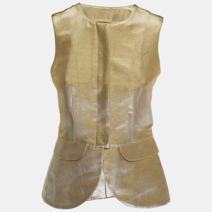 Emporio Armani Metallic Gold Lurex Cotton Peplum Vest S, Coats & Jackets - Luxury Closet catalog