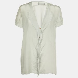 Emporio Armani Pale Grey Silk Button Front Blouse M, Shirts & Tops - Luxury Closet catalog