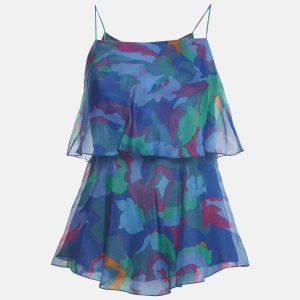 Emporio Armani Blue Printed Organza Top S, Shirts & Tops - Luxury Closet catalog